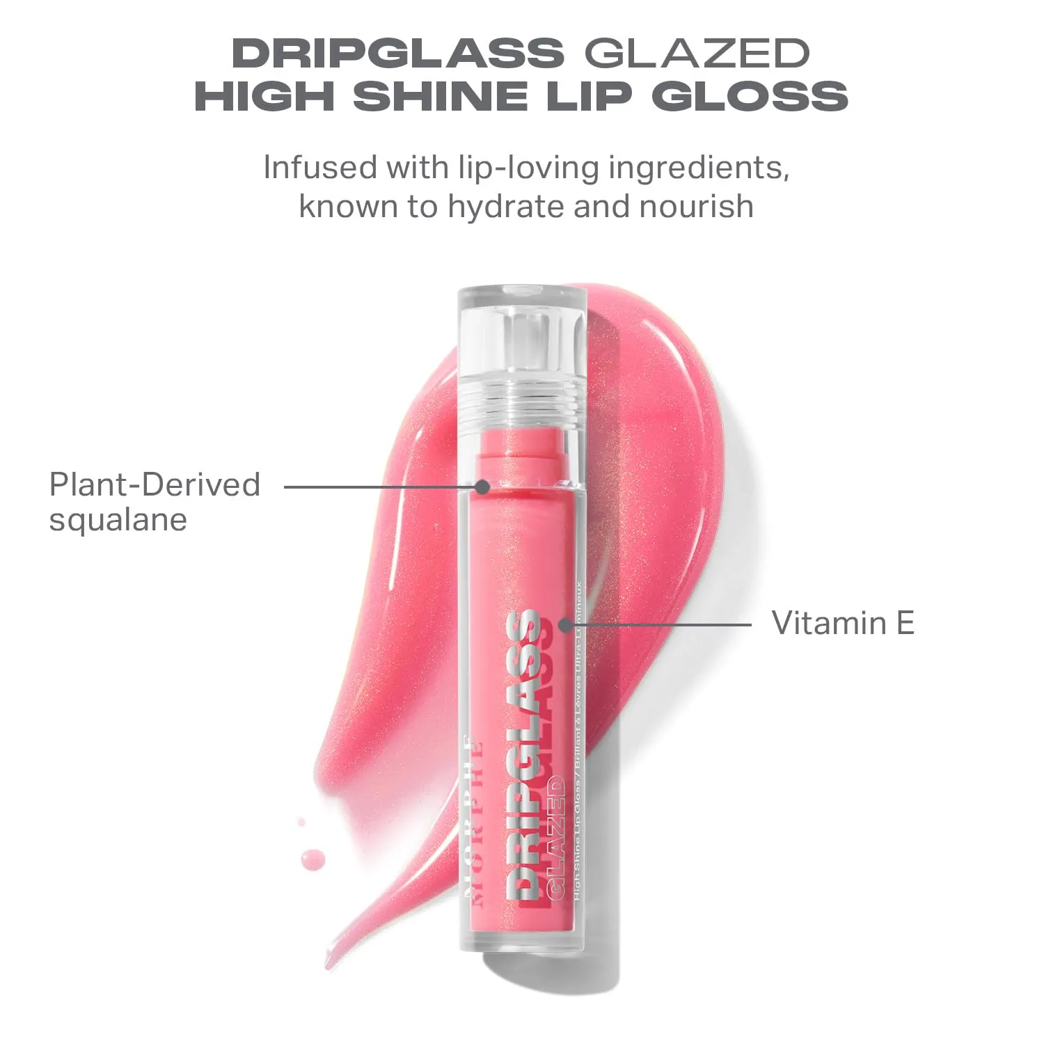 MORPHE Dripglass High Shine Lip Gloss - Glazed, Semi-Sheer & Nourishing Lip Makeup - Buildable Formula Infused with Plant-Derived Squalane & Vitamin E - Shatterproof Mauve (0.13 oz)