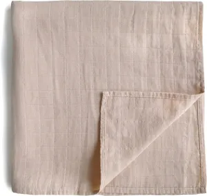 mushie Muslin Baby Swaddle Blanket | 100% Organic Cotton (Blush)