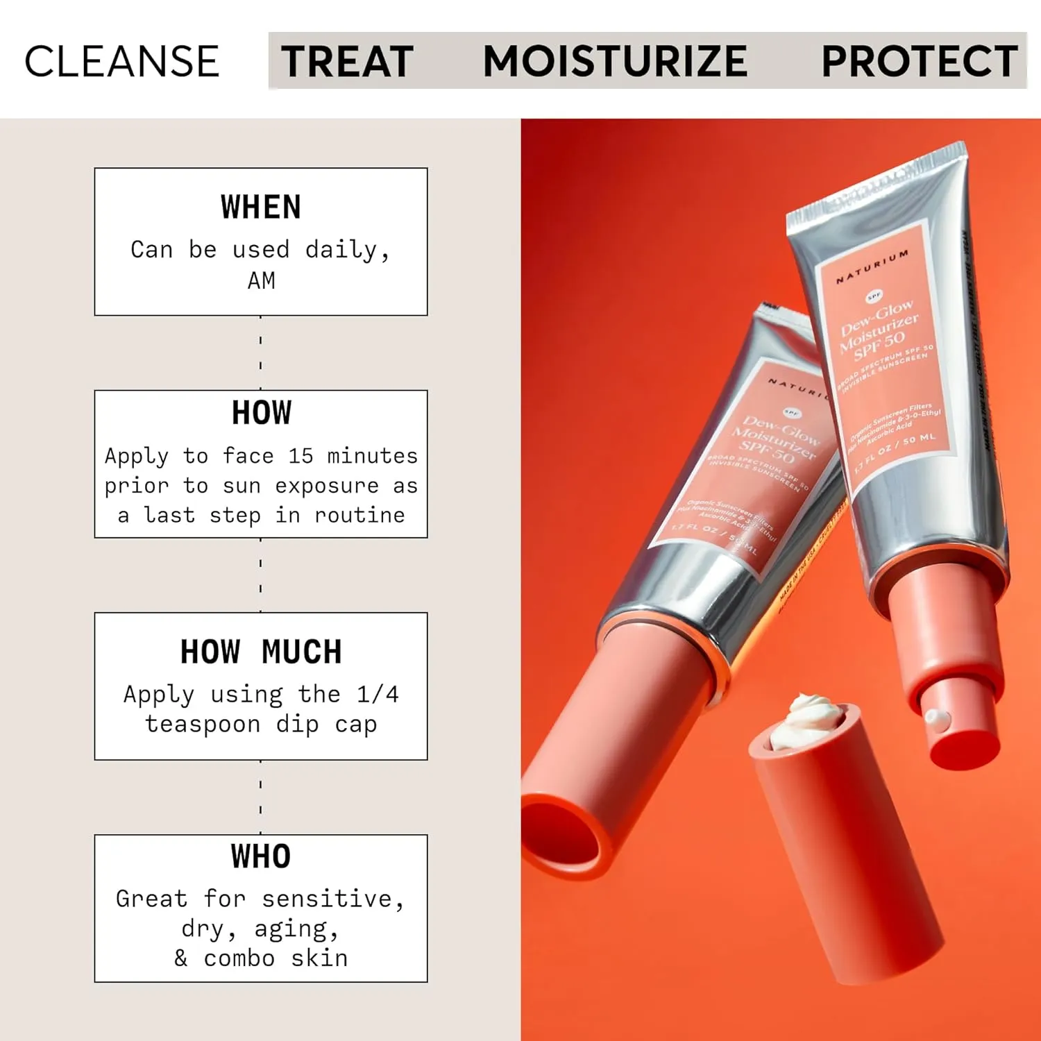 Naturium Dew-Glow Moisturizer SPF 50 PA     Jumbo, Daily Moisturizing Sunscreen & Face Primer, Skin Protector with Dewy Finish, 3.4 oz