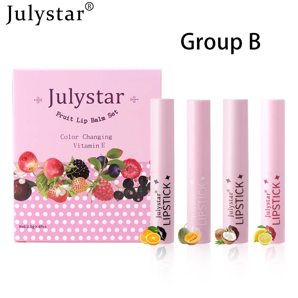 NIE PAN CHONG SHENG Lip Color Changing Lip Balm Lip Pattern Moisturizing Hydrating Contains Vitamin E Fruit Flavor Temperature Changing Lipstick (B Group)