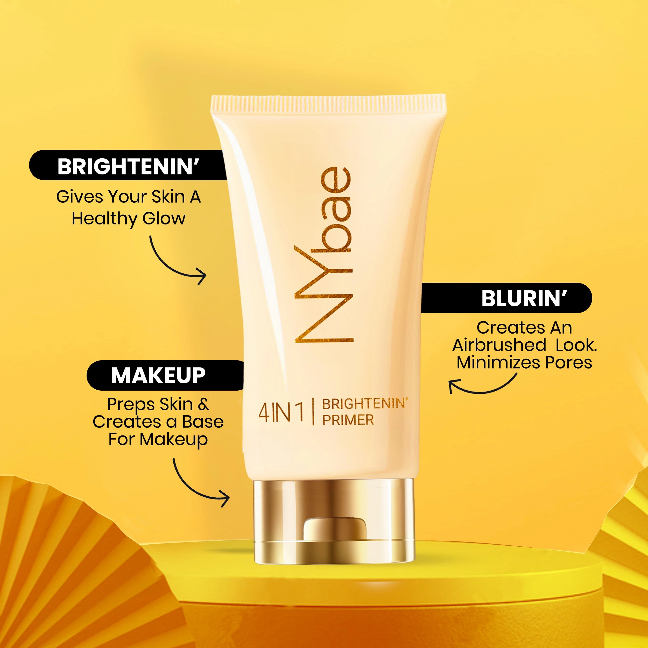 NY Bae 4IN1 Brightenin' Primer (30g) | Value Pack | Bright Skin | Pore Minimising | Golden Glow | Long Lasting Makeup | Glowy Face Base