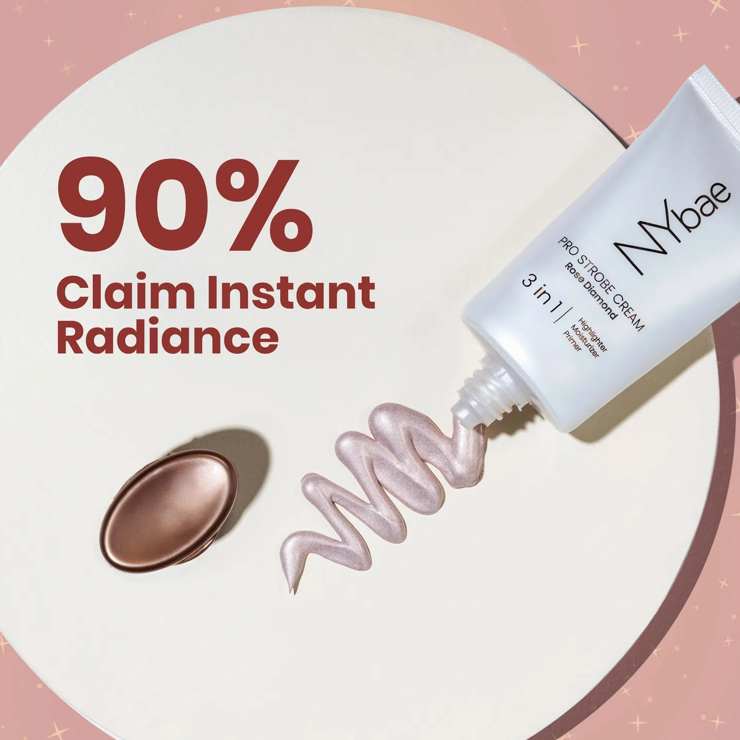 NY Bae PRO Strobe Cream - Rose Diamond (30g) | Primer   Highlighter   Moisturizer | Dewy Makeup | Glowing Korean Skin | Liquid Highlighter | Intense Glow | Value Pack