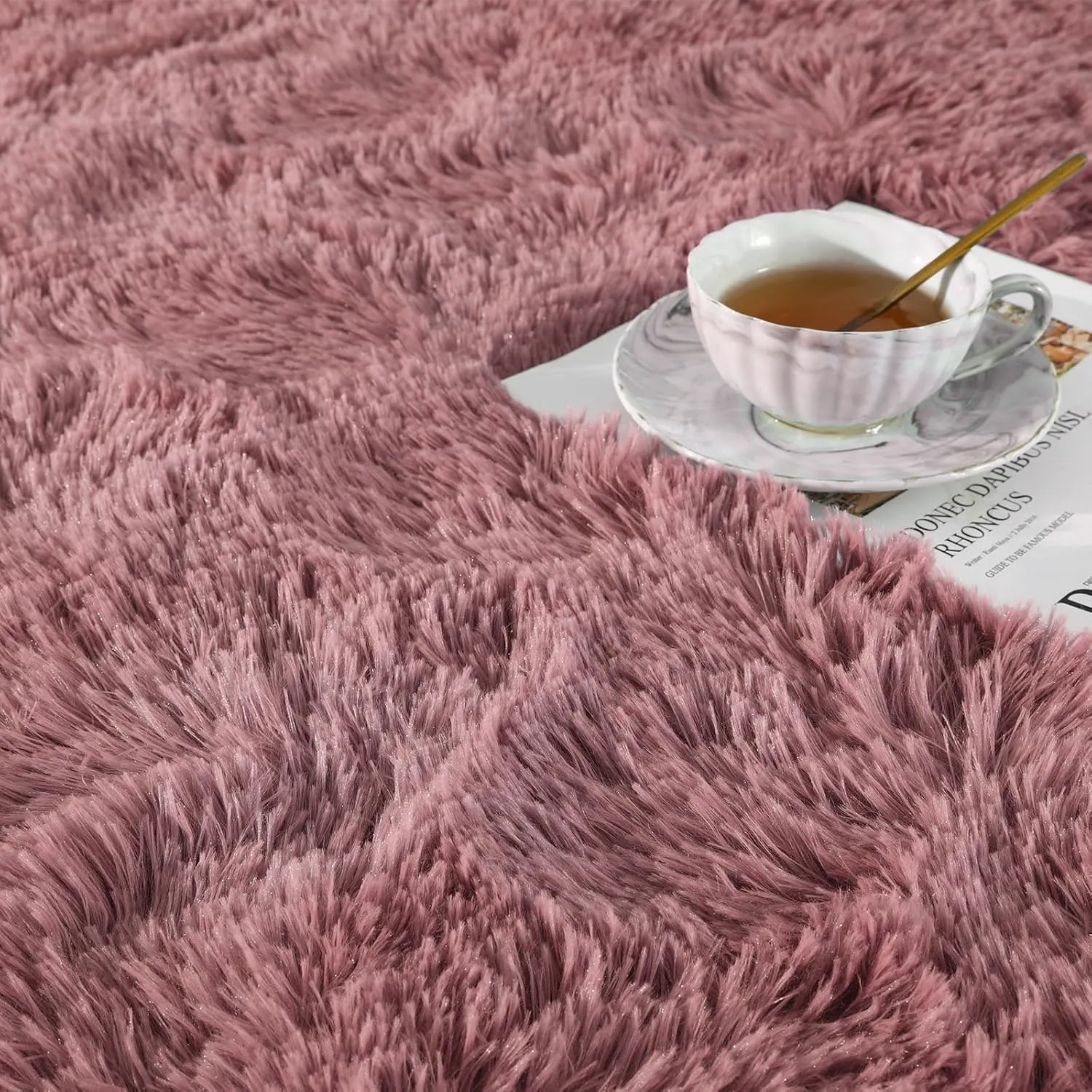 Ompaa Fluffy Rug, Super Soft Fuzzy Area Rugs for Bedroom Living Room - 4' x 6' Large Plush Furry Shag Rug - Kids Playroom Nursery Classroom Dining Room Decor Floor Carpet, Blush
