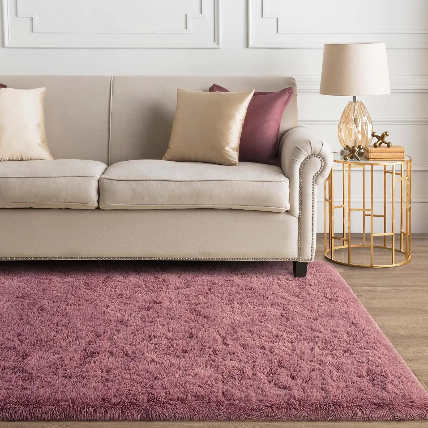 Ompaa Fluffy Rug, Super Soft Fuzzy Area Rugs for Bedroom Living Room - 4' x 6' Large Plush Furry Shag Rug - Kids Playroom Nursery Classroom Dining Room Decor Floor Carpet, Blush