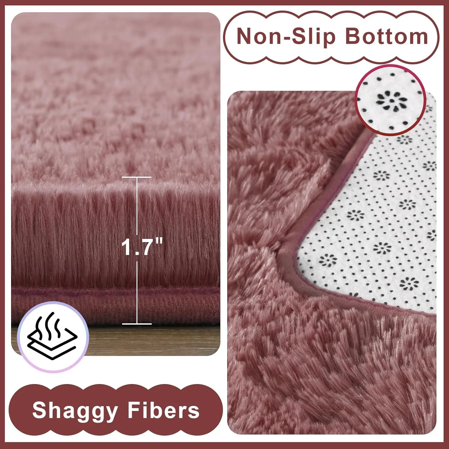 Ompaa Fluffy Rug, Super Soft Fuzzy Area Rugs for Bedroom Living Room - 4' x 6' Large Plush Furry Shag Rug - Kids Playroom Nursery Classroom Dining Room Decor Floor Carpet, Blush