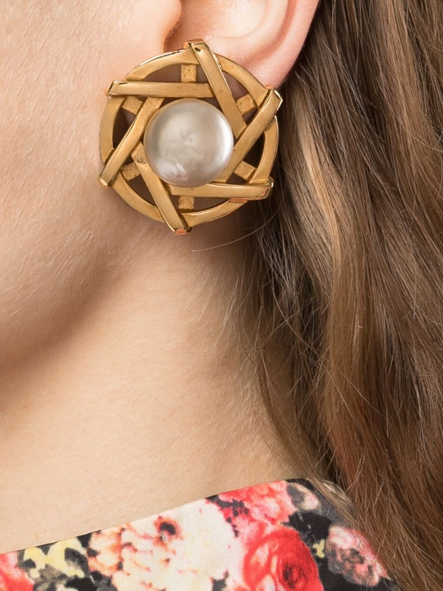 Pearl and Star Clip-on Earrings