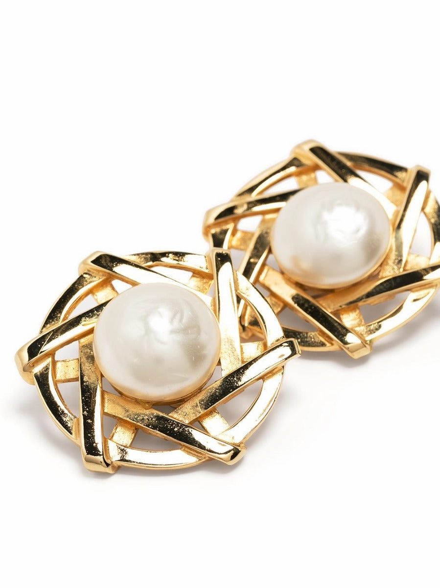 Pearl and Star Clip-on Earrings