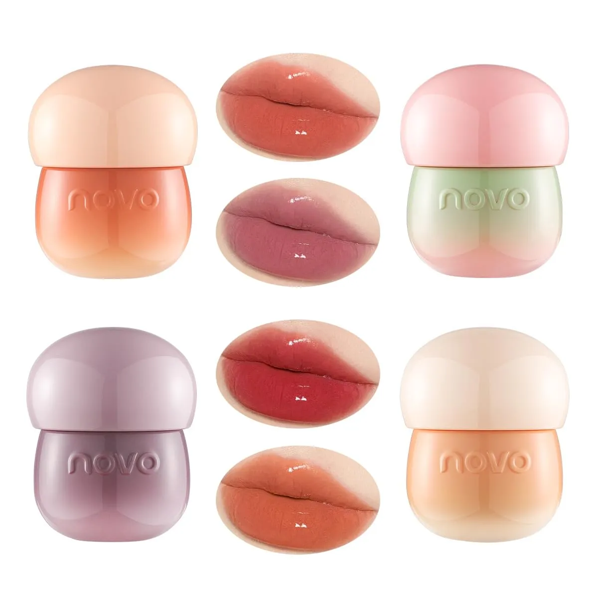 Rayberro 4 Pack Water Gloss Lip Glaze Lipstick Set, Lip Gloss Set, Cute Pinecone Shape Lipstick Makeup Set, Long Lasting Wear Non-Stick Cup Not Fade Waterproof Sweatproof Lipsticks Lip Balm Lip Care