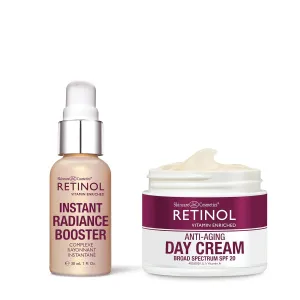 Retinol Instant Radiance Booster - Provides A Burst of Anti-Aging Hydration and Luminosity   Retinol Anti-Aging Day Cream Broad Spectrum SPF 20 Moisturizes & Reduces Look of Fine Lines.