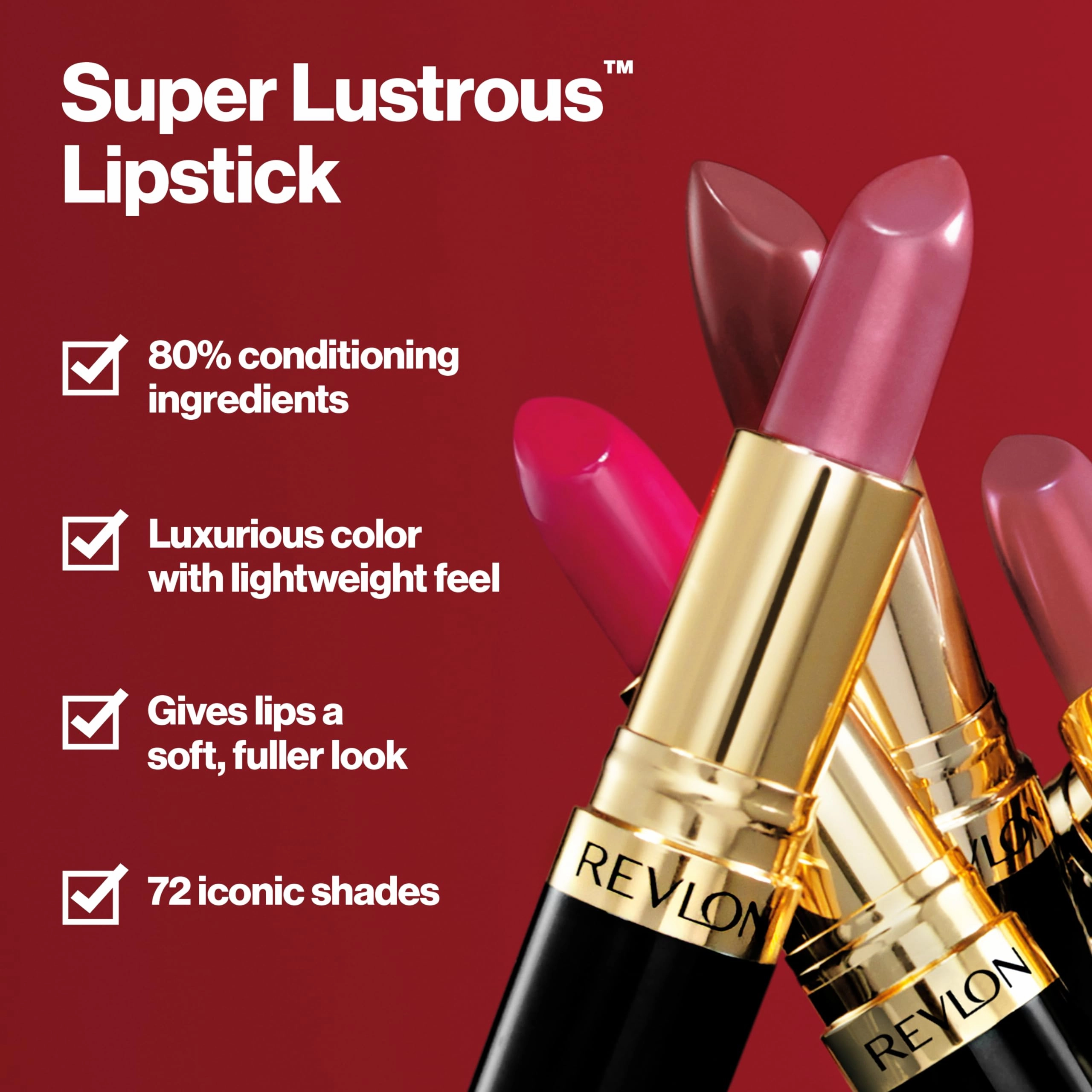 Revlon Super Lustrous Lipstick, Creamy Formula For Soft, Fuller-Looking Lips, Moisturized Feel, 130 Rose Velvet, 0.15 oz