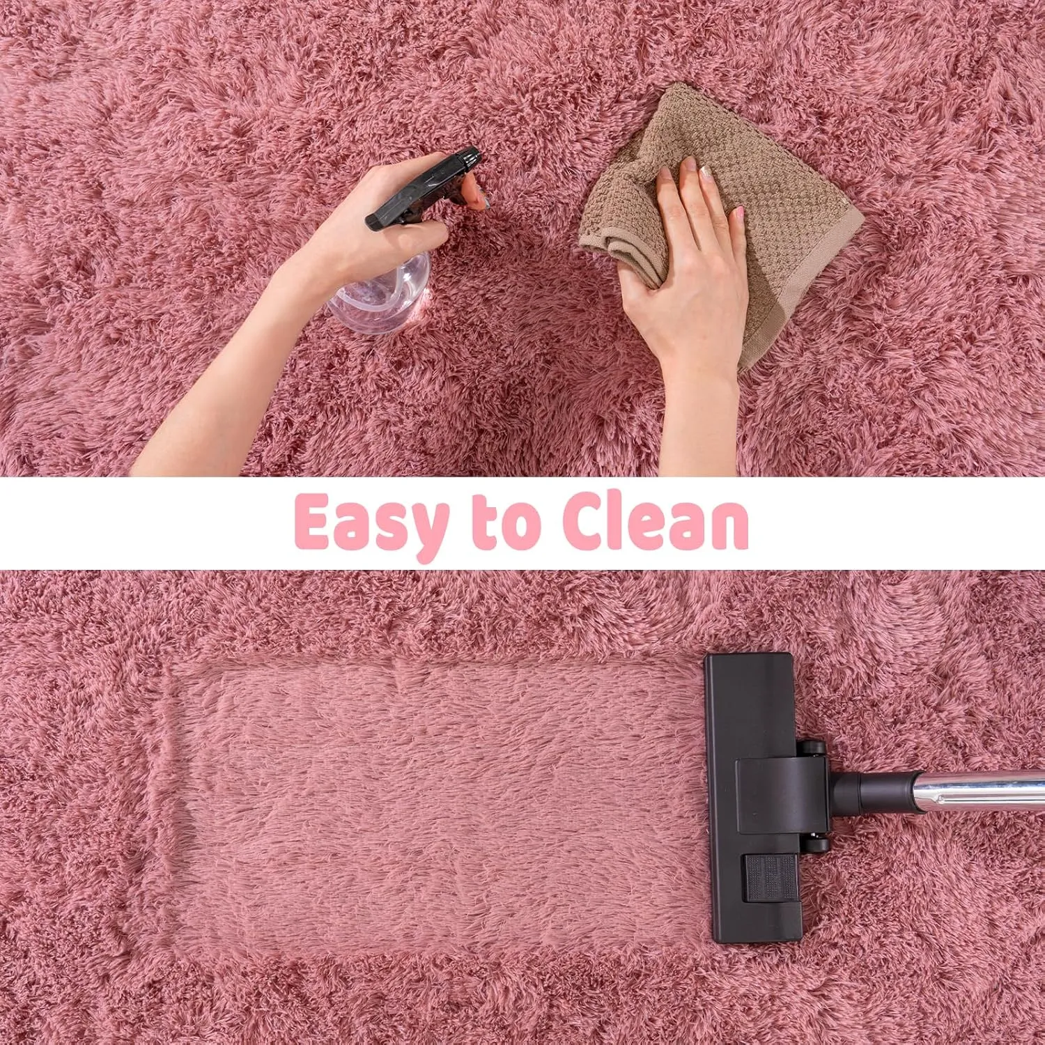 Soft Shag Rugs for Girls Kids Bedroom, 4x6 Blush Pink Fluffy Shaggy Rugs for Living Room Nursery, Luxury Modern Plush Carpet Room Dorm Indoor Home Decor, Upgrade Non-Slip