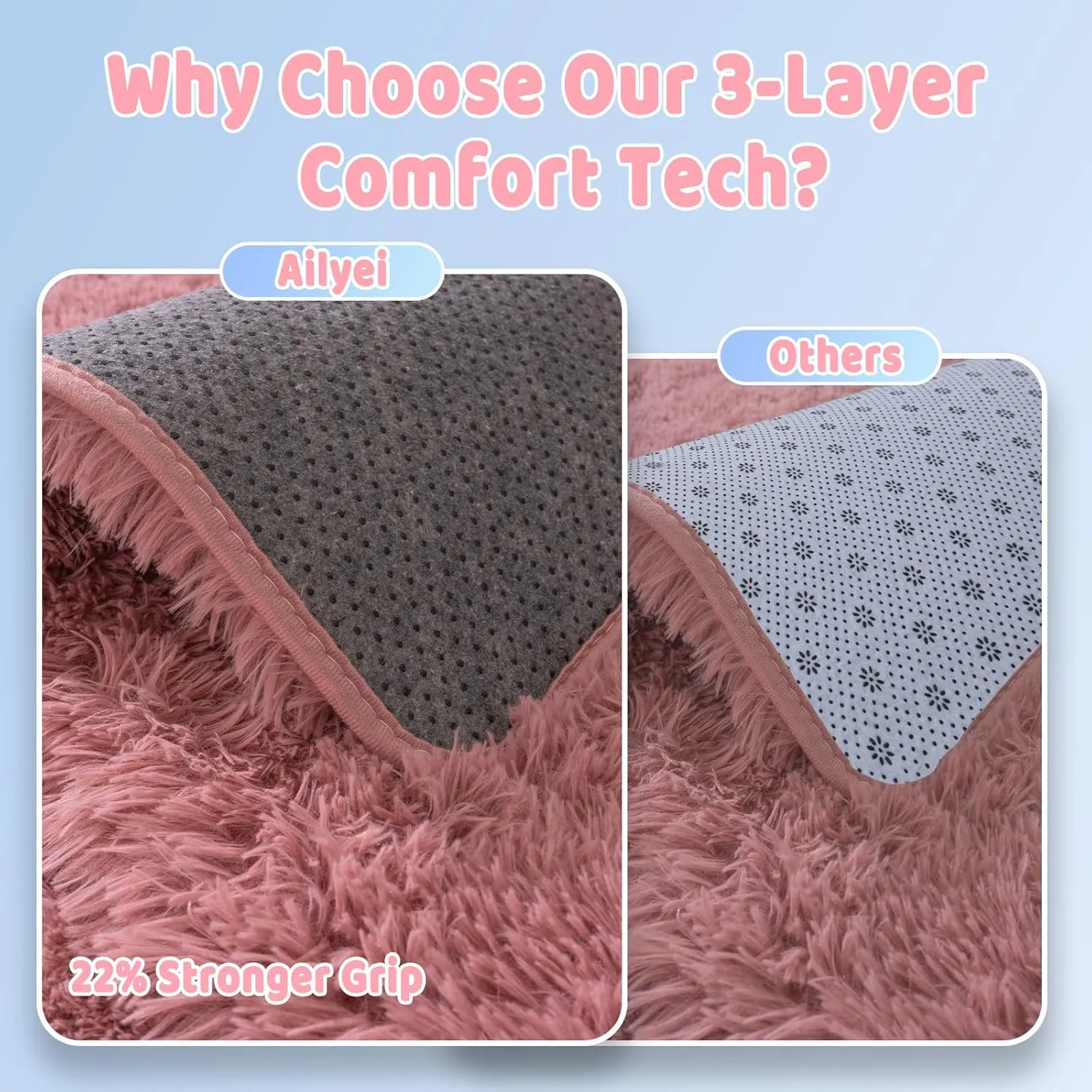 Soft Shag Rugs for Girls Kids Bedroom, 4x6 Blush Pink Fluffy Shaggy Rugs for Living Room Nursery, Luxury Modern Plush Carpet Room Dorm Indoor Home Decor, Upgrade Non-Slip