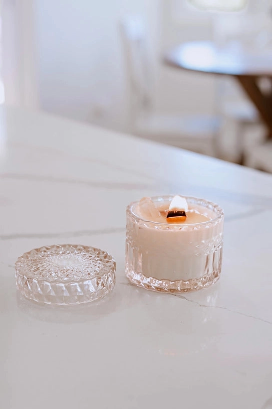 Soft Blush Crystal Candle