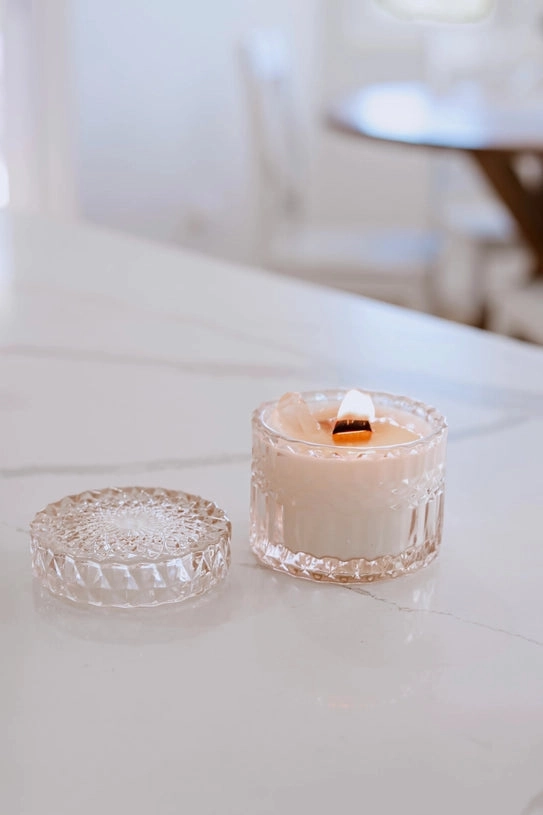 Soft Blush Crystal Candle