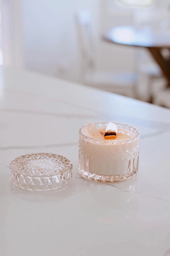 Soft Blush Crystal Candle