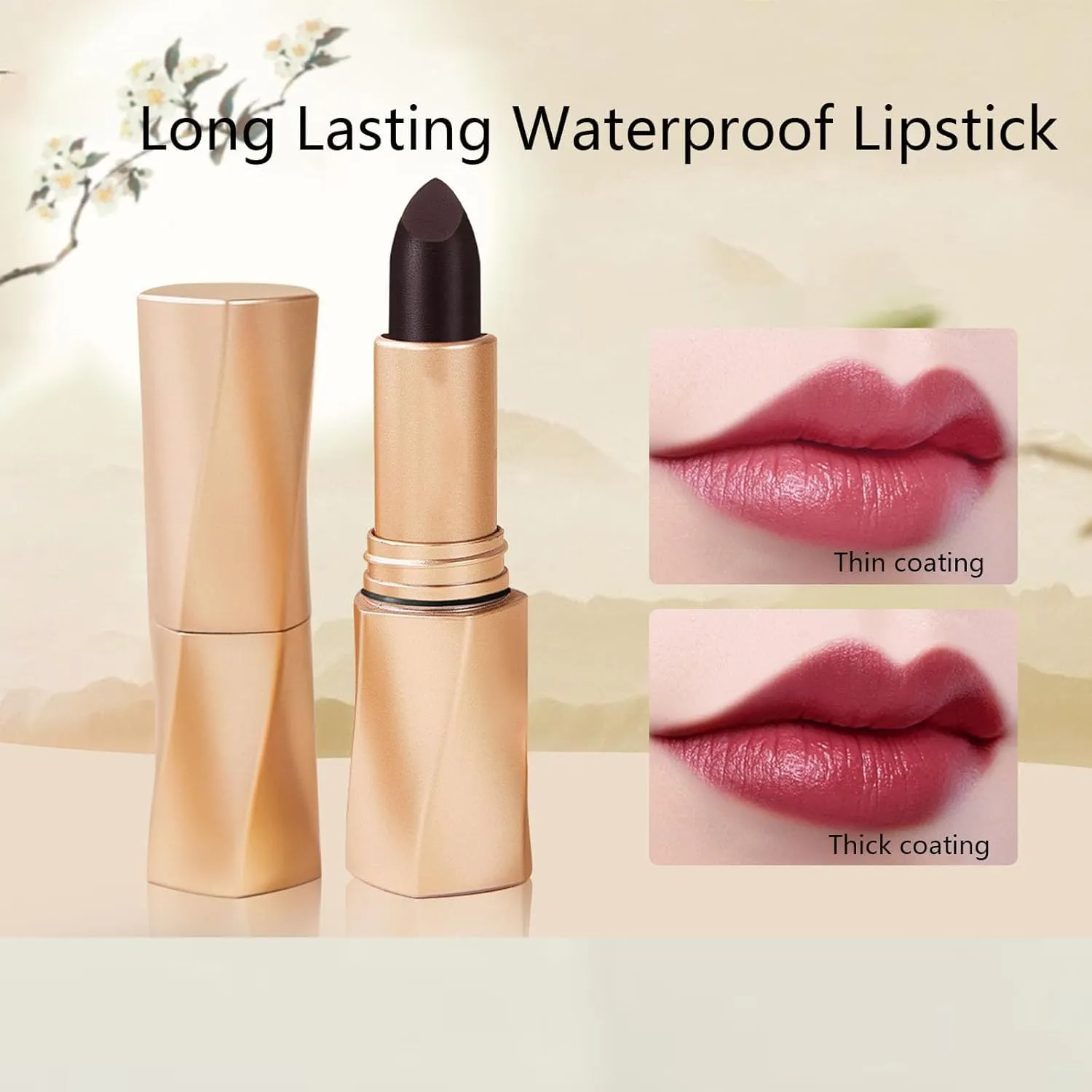 Swarous 2PCS Multi-Functional Long-Lasting Color Lipstick, Matte, Black, Luxury Velvet Non-Stick Cup, Long-Lasting Color, Women (#4 * 2)