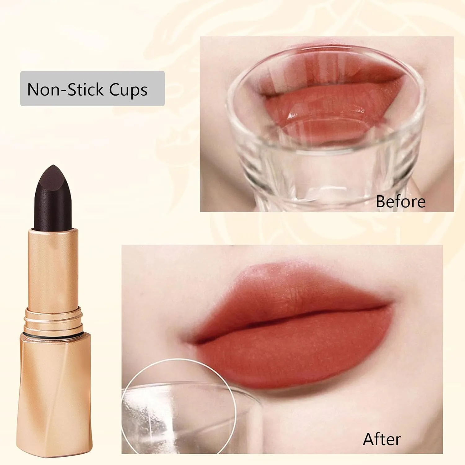 Swarous 2PCS Multi-Functional Long-Lasting Color Lipstick, Matte, Black, Luxury Velvet Non-Stick Cup, Long-Lasting Color, Women (#4 * 2)