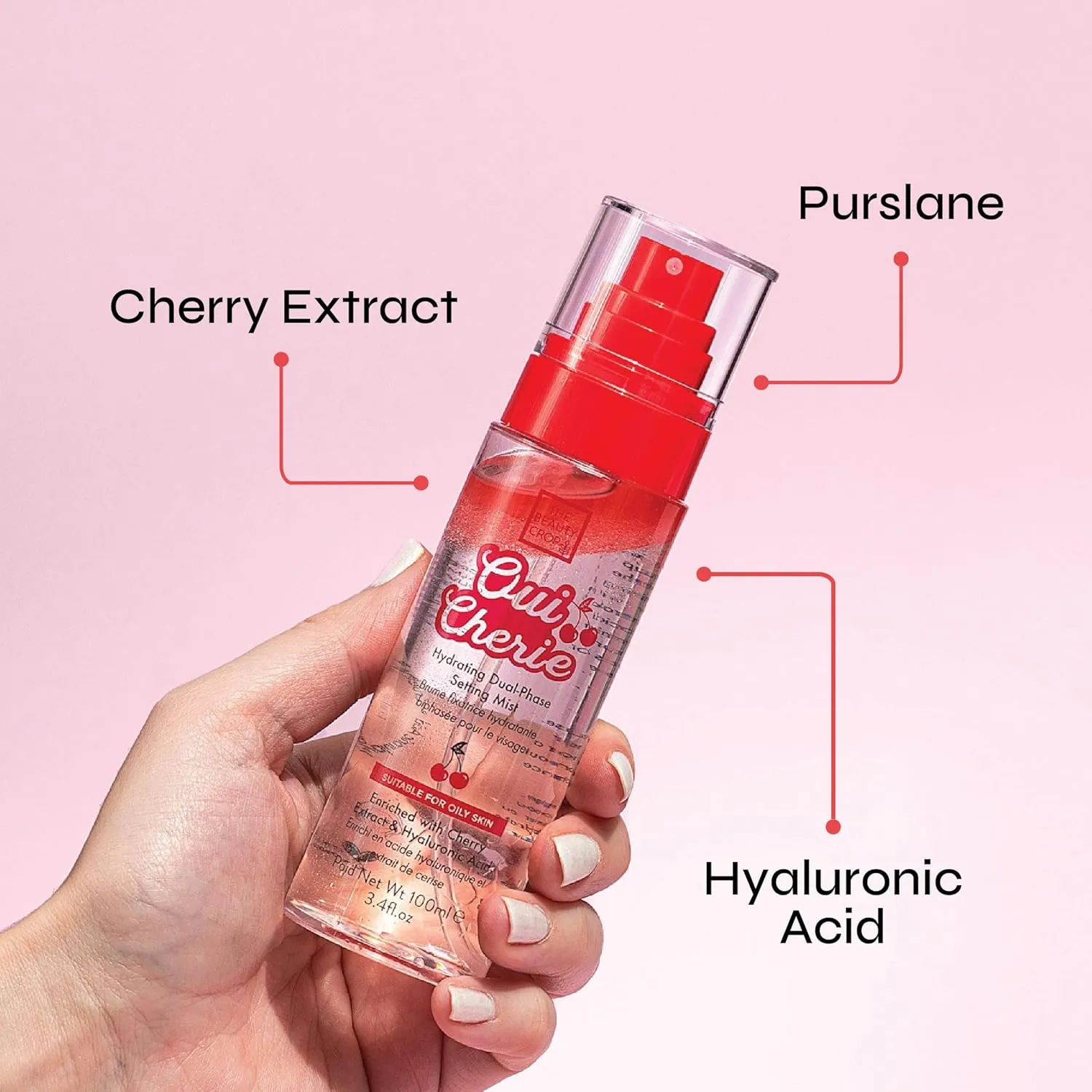 The Beauty Crop Oui Cherie Mist - Hydrating Dual-Phase Setting Spray with Cherry Extract - 75 ml