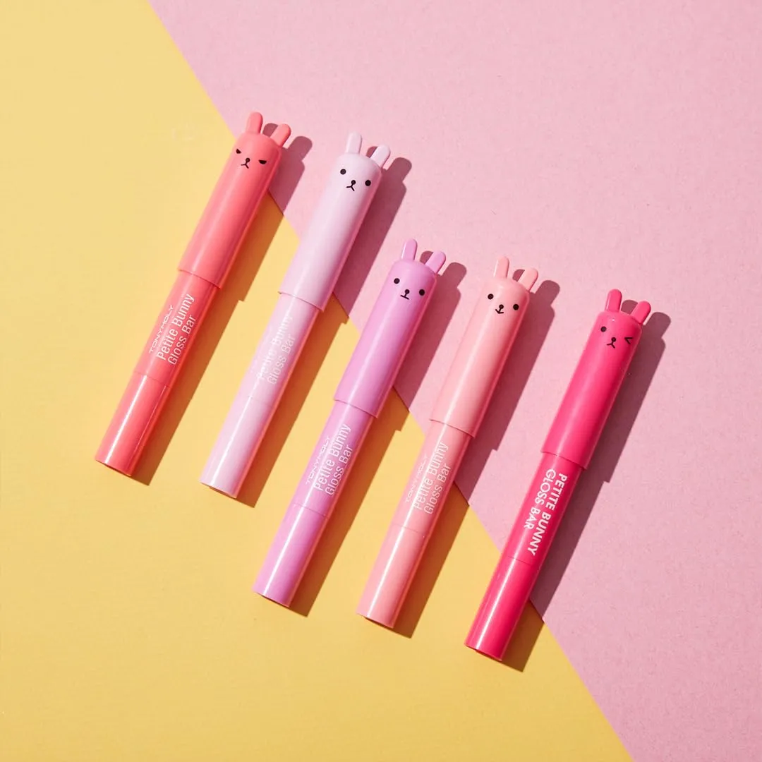 TONYMOLY Petit Bunny Lip Gloss for Women, Long Lasting Lip Crayon, Korean Lips Gloss, Vitamin E Enriched, Soften & Moisturize Lips, 3 pk