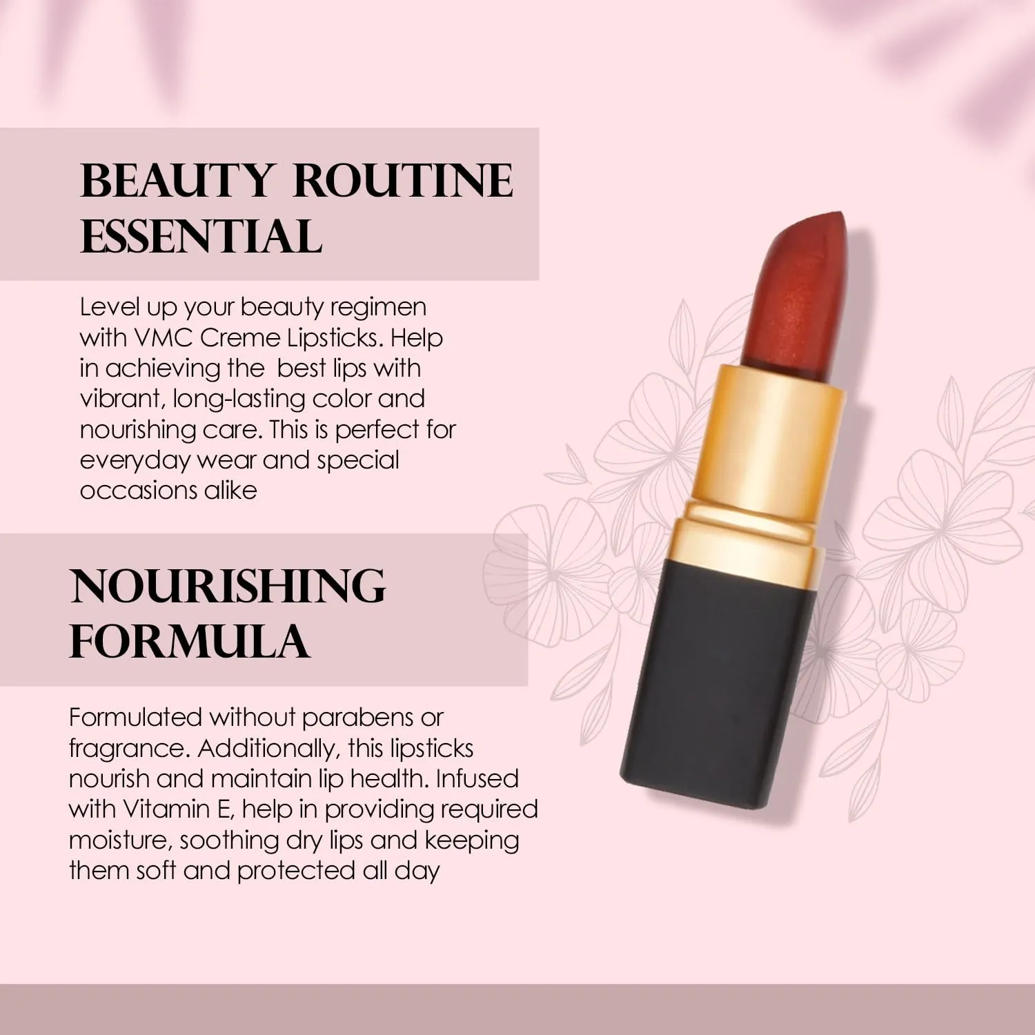 Vera Moore Creme Lipstick, Long Lasting, Lightweight, Opaque Color with Staying Power, Fragrance, and Paraben Free Cosmetics Soft Lipstick (Russett)