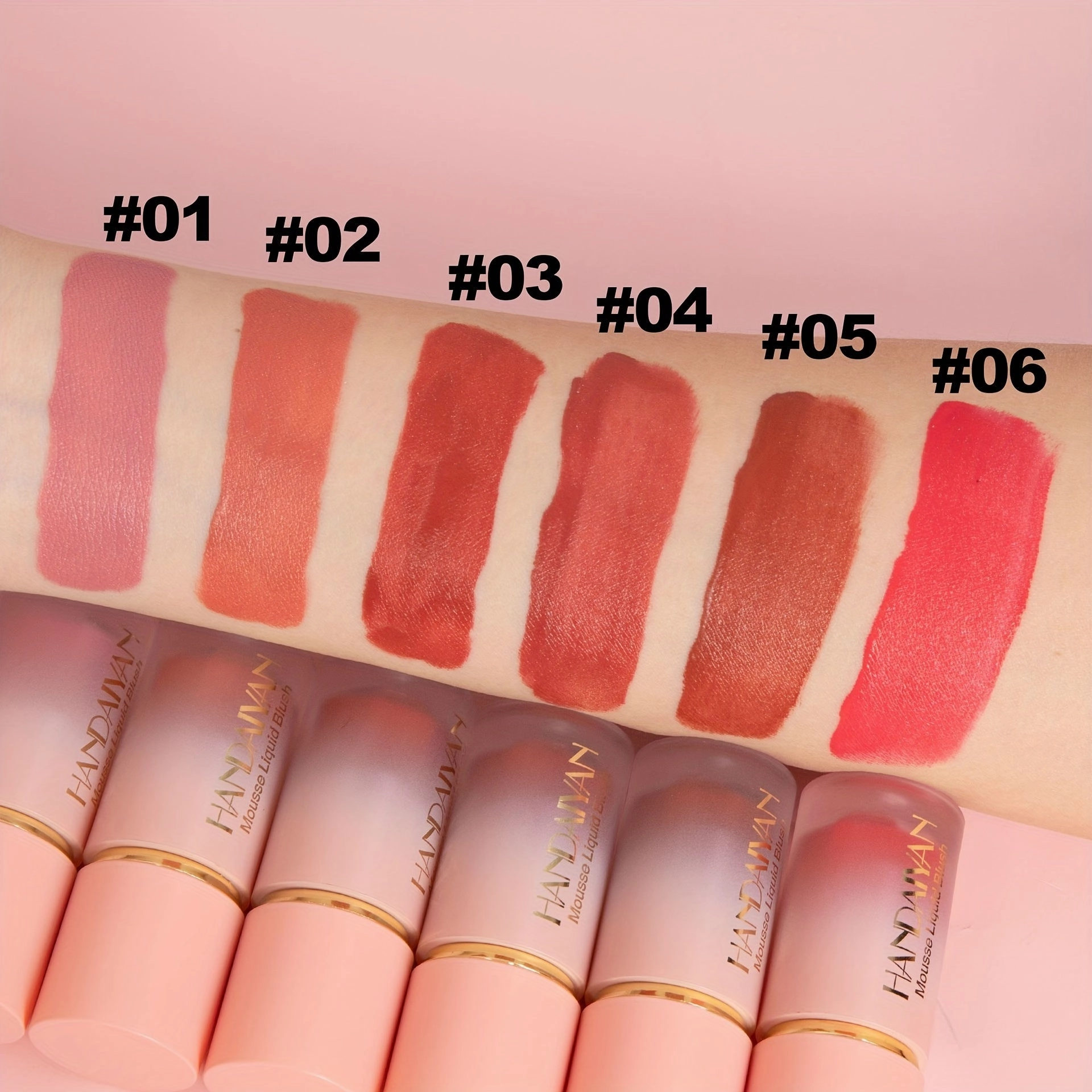 Waterproof Brightening Cream Blush for All Skin Tones, HANDAIYAN High Pigment Velvet Liquid Blush, Medium Coverage Berry Tone, Natural Effect, Long-Lasting Skin Tint, 1/2PCS Pack FS