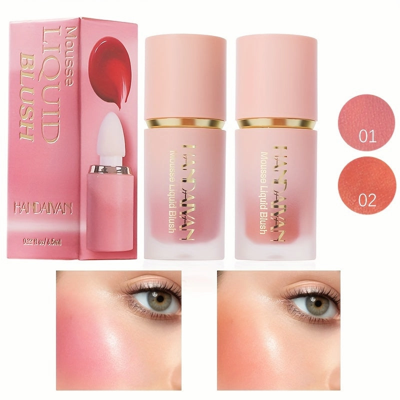 Waterproof Brightening Cream Blush for All Skin Tones, HANDAIYAN High Pigment Velvet Liquid Blush, Medium Coverage Berry Tone, Natural Effect, Long-Lasting Skin Tint, 1/2PCS Pack FS