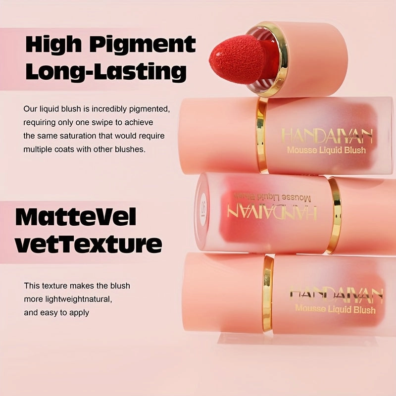 Waterproof Brightening Cream Blush for All Skin Tones, HANDAIYAN High Pigment Velvet Liquid Blush, Medium Coverage Berry Tone, Natural Effect, Long-Lasting Skin Tint, 1/2PCS Pack FS