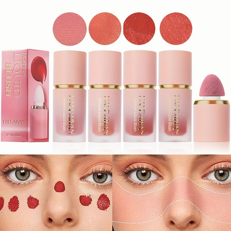 Waterproof Brightening Cream Blush for All Skin Tones, HANDAIYAN High Pigment Velvet Liquid Blush, Medium Coverage Berry Tone, Natural Effect, Long-Lasting Skin Tint, 1/2PCS Pack FS