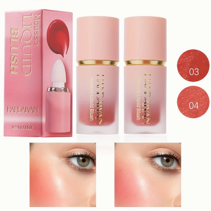 Waterproof Brightening Cream Blush for All Skin Tones, HANDAIYAN High Pigment Velvet Liquid Blush, Medium Coverage Berry Tone, Natural Effect, Long-Lasting Skin Tint, 1/2PCS Pack FS
