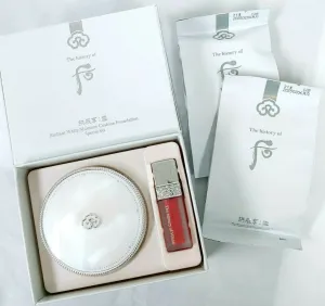 WHOO Gongjinhyang: Seol Radiant White Tone Up Moisture Cushion Foundation Set/Cushion Foundation Special (FREE REFILL LIPSTICK)/Made in Korea.